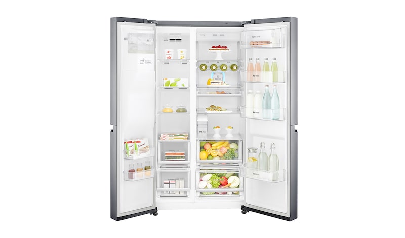 LG Inverter Linear Compressor™ GSL961PZBV American Style Fridge Freezer, 601L, Shiny Steel - F, GSL961PZBV